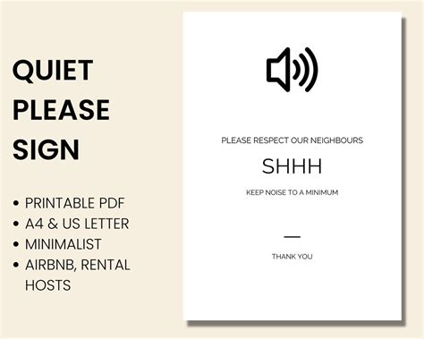 Airbnb Quiet Please Sign Printable Pdf Airbnb Noise Sign Etsy
