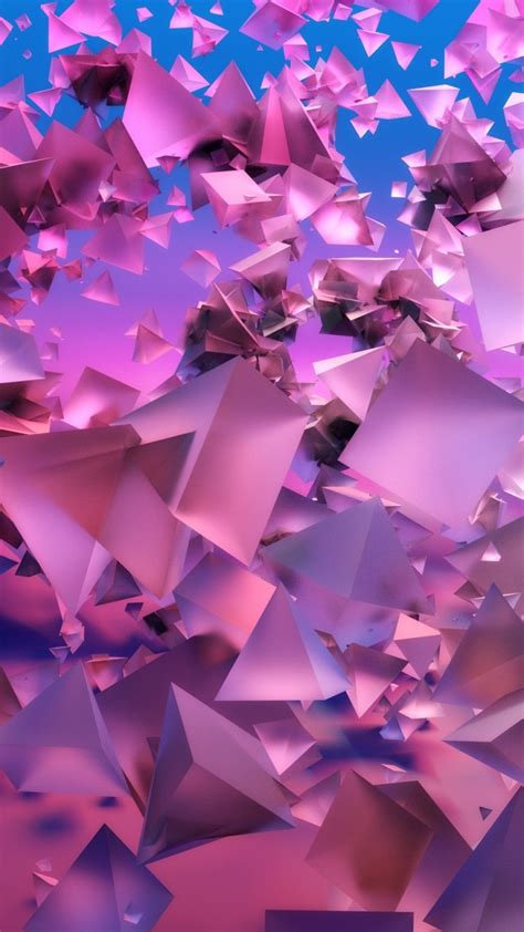 Download 720x1280 Wallpaper Abstract Cubes Pink Flying Triangles And
