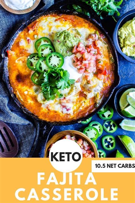 Keto diet can be tasty with these easy keto dinner ideas. This Keto Chicken Fajita Casserole has all of your ...