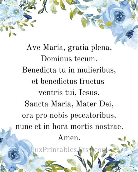 Ave Maria Hail Mary Latin Catholic Prayer Instant Digital Download