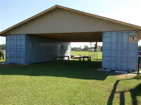 Garagemadefromshippingcontainers Cargo Container Barn Trusses