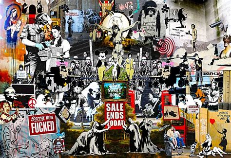 Banksy Collage Collection Canvas Pictures Montage Wall Art Etsy
