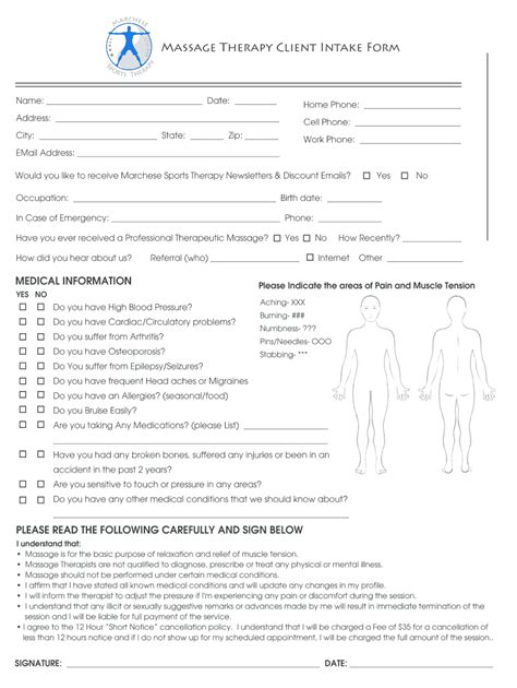 Massage Therapy Intake Form Fill Online Printable Fillable Blank Pdffiller