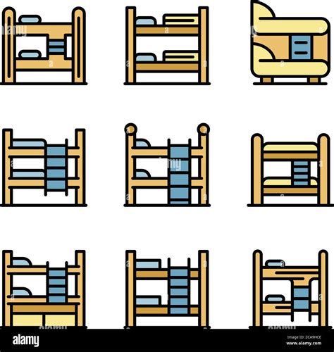 Bunk Bed Icons Set Vector Flat Stock Vector Image And Art Alamy