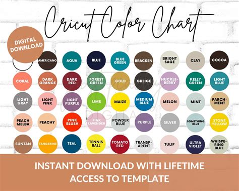 Editable Cricut Vinyl Color Chart Permanent Vinyl Color Chart Etsy
