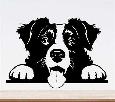 Cute Border Collie Svg Peeking Dog Svg File For Cricut Face Etsy