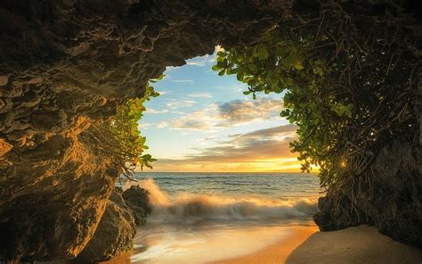 3840x2160px Free Download Hd Wallpaper Cave Sea Landscape Beach