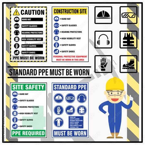 Set Of Site Safety Mandatory Standard Personal Protective Equipment