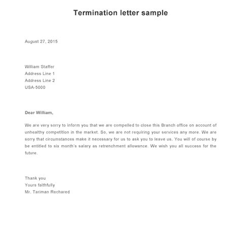 9 Termination Letter Samples Sample Letters Word