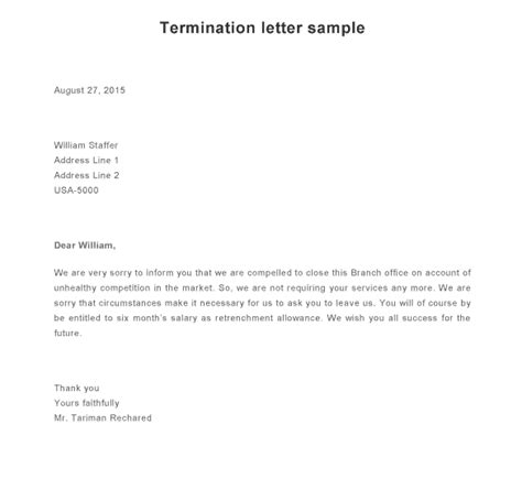 With that in mind, writing this letter is a must when you're about to layoff some employees. 9+ Termination Letter Samples - Sample Letters Word