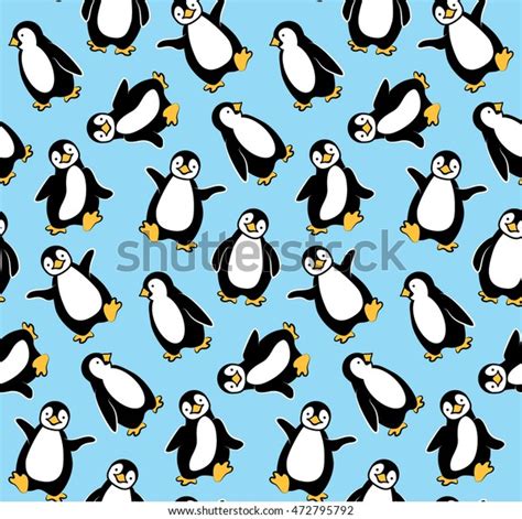 Cute Baby Penguins Seamless Vector Pattern Stock Vector Royalty Free