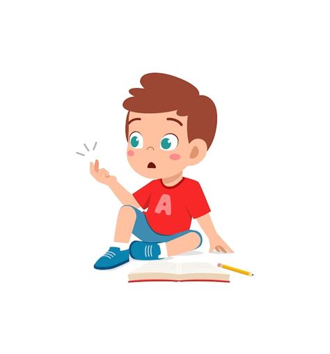 Premium Vector Cute Little Boy Study Math With Counting Finger