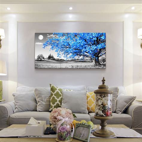 Mhart66 Wall Art For Living Room Simple Life Blue Moon