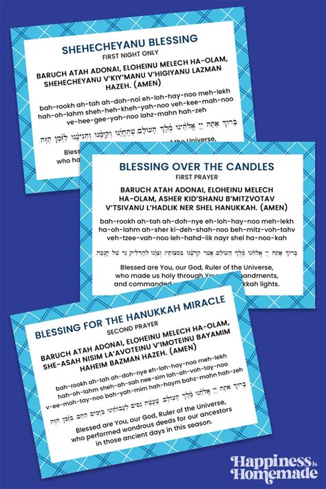 Hanukkah Blessings Printable Hanukkah Prayer Cards Happiness Is Homemade