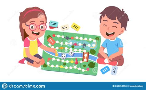 Kids Boy And Girl Playing Board Game Together Stock Vector