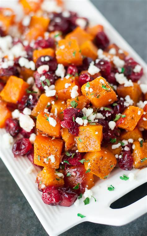 Honey Roasted Butternut Squash With Cranberries Feta
