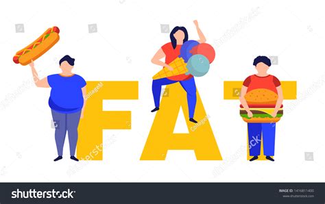 happy fat people junk food concept stock vector royalty free 1416811400 shutterstock