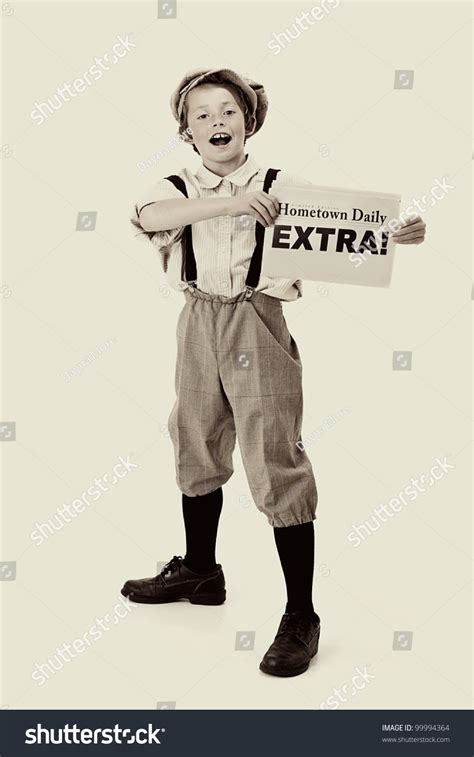 Extra Extra Vintage Newsboy Holds Out Stock Photo 99994364 Shutterstock