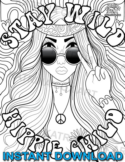 Printable Hippie Coloring Pages