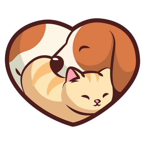 Dog And Cat Heart Sticker Sticker Mania