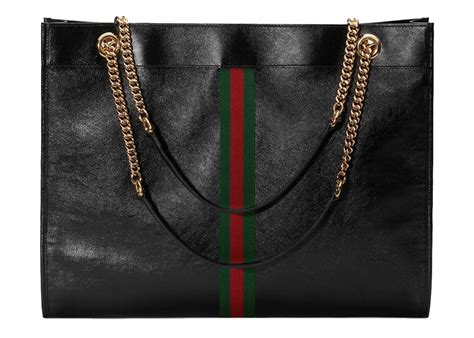 Gucci Rajah Tote Leather Large Black In Leather With Gold Tone