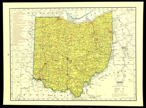 Ohio Railroad Map Of Ohio Wall Art Decor Vintage 1940s Etsy Ohio
