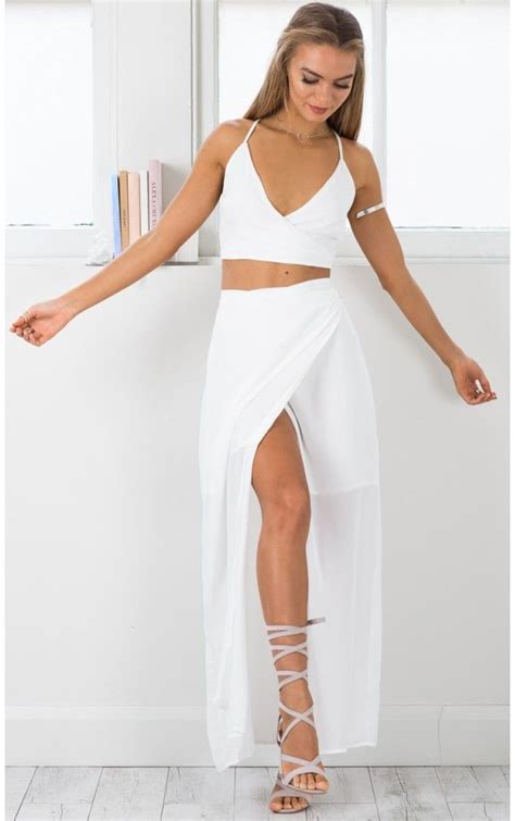sweeping plains two piece set in white white two piece outfit all white outfit all white party
