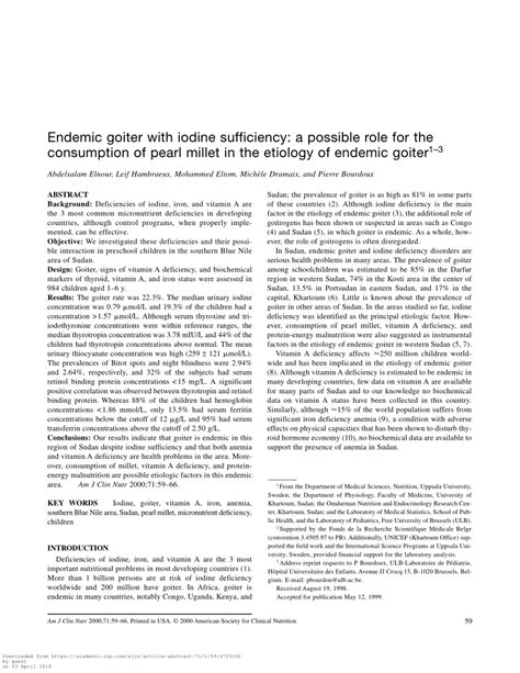 Pdf Endemic Goiter With Iodine Sufficiency A Possible Role For The