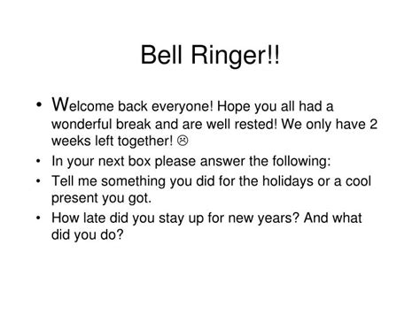 Ppt Bell Ringer Powerpoint Presentation Free Download Id3389459