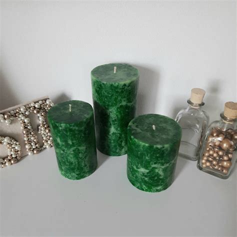 Emerald Green Pillar Candles Unique Candles For Emerald Green Etsy