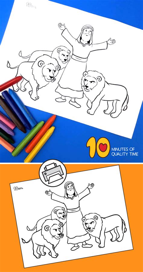 Daniel And The Lions Coloring Page 10 Minutes Of Quality Time