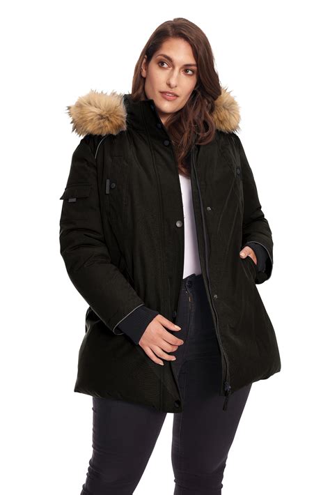 Alpine North Size Womens Vegan Down Parka Winter Jacket Plus Black