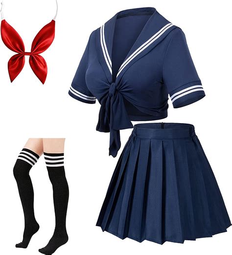 Buy Japanese Anime Schoolgirl Classic Sailor Jk Harajuku Crop Top Tie