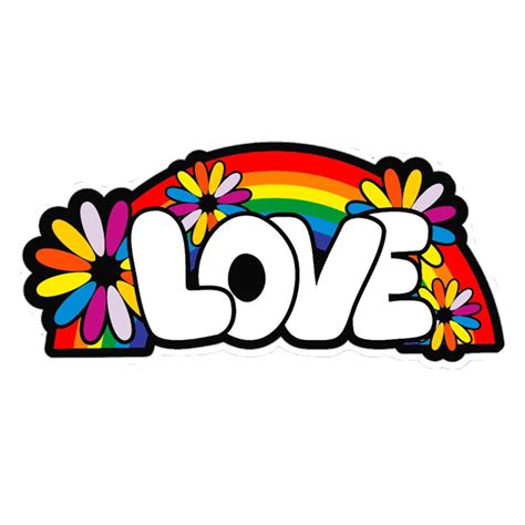 Love Rainbow Hippie Hippie Flower Girl Vinyl Sticker Car Bumper Decal