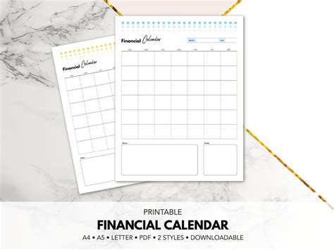 Financial Calendar Editable Template Business Expense Etsy