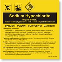 Add this hazardous materials identification system label for osha compliance. Sodium Hypochlorite Labels