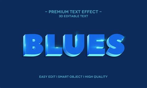 Premium Psd Blues 3d Text Style Effect Template