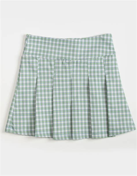 Full Tilt Plaid Drop Pleat Girls Tennis Skirt Blue Combo Tillys