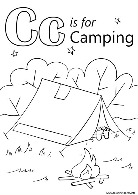 Campfire coloring pages for kids online. Letter C Is For Camping Coloring Pages Printable