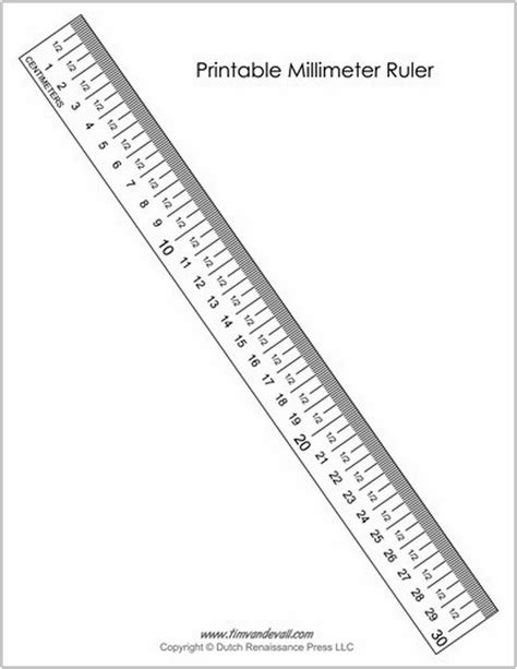 A metric ruler is used to measure things in centimeters and millimeters with 1 centimeter equaling 10 millimeters, so a ruler will have 10 tiny millimeter lines between each centimeter to denote the millimeter. Millimeter Ruler Printable