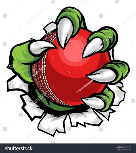 Monster Animal Claw Holding Cricket Ball Stock Illustration 691374175
