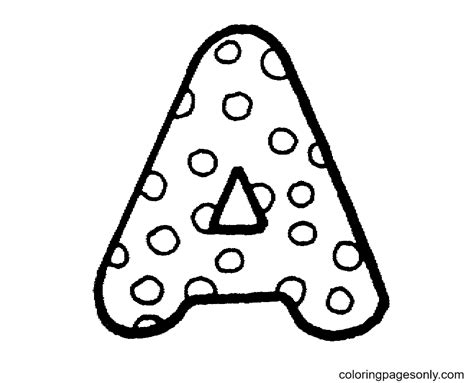 Letter A with Polka Dot Coloring Pages - Letter A Coloring Pages