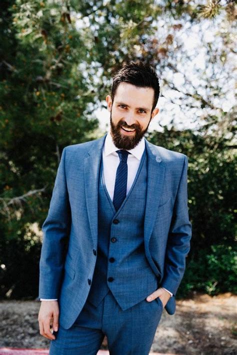 For this whimsical spring wedding, our groom we especially love how this groom's blue suit contrasts his groomsmen's grey suits. 15 Popular Navy Blue Groom Suits for your Wedding - Mens ...