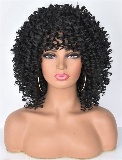Short Curly Wig With Bnags For Black Women Kinky Curly Afro Etsy