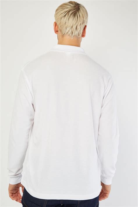 White Long Sleeve Polo Shirt Just 6