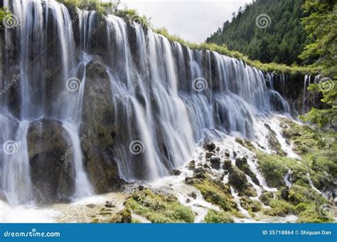 Summer Waterfalls Of Jiuzhaigou Stock Photo Image Of Great Asia