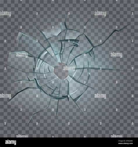 Glass Crack With Crash Hole Texture Shatters On Broken Window Vector Illustration 3d Realistic