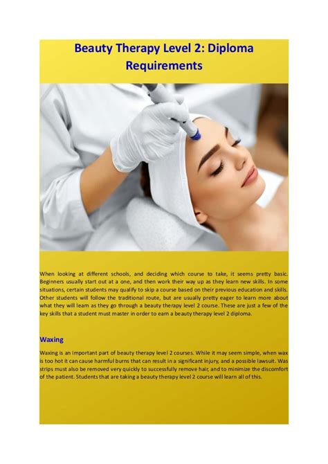 Beauty Therapy Level Diploma Requirements