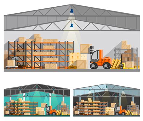Warehouse And Storage Compositions Set 478896 Vector Art At Vecteezy