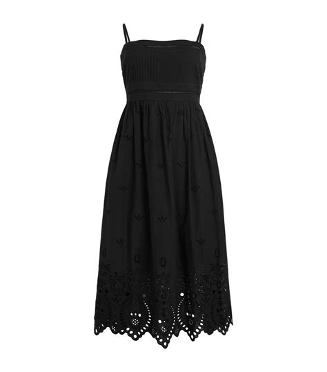 Womens Allsaints Black Broderie Anglaise Whitley Midi Dress Harrods Countrycode